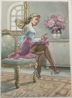 P. Hitte | Hitte, Patrick - Dessin original - Pin-up - Un amour de fantôme... | Catawiki