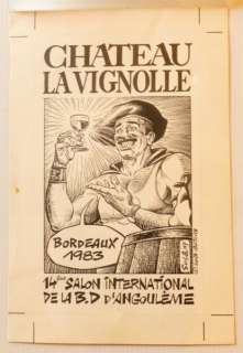 Solé, Jean | Solé, Jean - Dessin original + calque couleur + étiquette - Superdupont - Chateau La Vignolle - (1987) | Catawiki