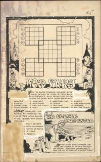 Carlson - PUZZLE FUN- THE CLEVER CARPENTER pg 48-Original Comic Book Art | Russ Cochran