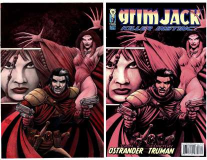 Tim Truman - Grimjack Killer Instinct #3 Mixed Media Cover (Grimjack & 2 Vampire Babes!) 2004