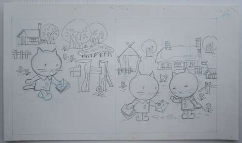 Ray Goossens (Studio) | Ray Goossens (Studio) - MUSTI - Originele pagina (potlood versie) (p.14) - Musti is jarig - (2003) | Catawiki