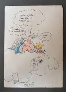 Malik | Cupido - Dessin dédicacé avec Cupidon et Saint Pierre | Catawiki