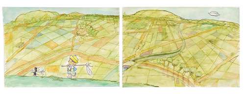 Shinji Nagashima Hand-Drawn Color Manuscript 2 Leaf "Traveler-kun UFO" | Mandarake (Big Web)