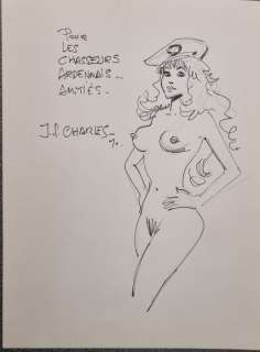 Charles, Jean-François | Charles, Jean-François - Dessin original dédicacé - Pin-up ardennaise - (1990) | Catawiki