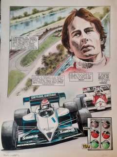 Ongaro, Paolo | Ongaro, Paolo - Tavola originale - Autosprint "Giallo in Formula Uno" - (1984) | Catawiki