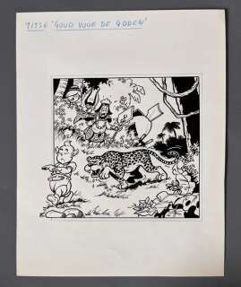 Studio Vandersteen - Esquisses Merho, Encrage Peter Koeken | Tits 7 - Dessin original de couverture - Goud voor de goden - (1979) | Catawiki