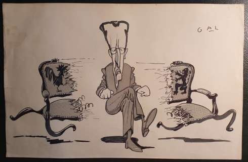 Gal | GAL - Originele tekening - De Morgen - Communautaire strijd verscheurt België - (1980) | Catawiki