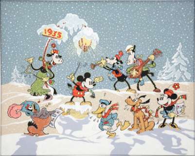 Walt Disney Characters 1935 Specialty Painting Original Art (undated). The winter of ’35 sets the scene for - | Heritage