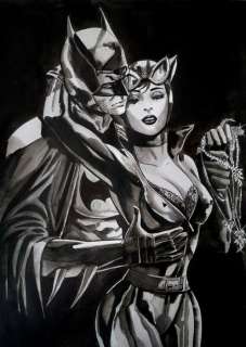 Giuseppe Candita | DC COMICS - illustrazione originale G.Candita "BATMAN and CATWOMAN in love. " - Page volante - Exemplaire unique | Catawiki