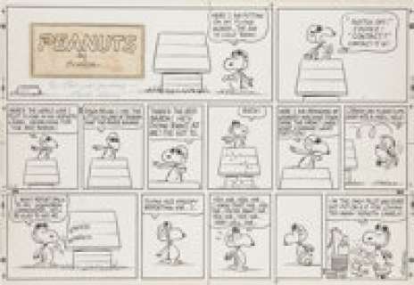 Charles Schulz Peanuts  Snoopy vs. the Red Baron Sunday Comic Strip Original Art dated 7-31-66 (United Feature -