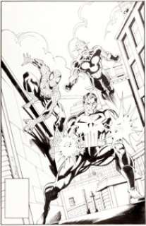 Mark Bagley and P. Craig Russell The Amazing Spider-Man #357 Cover Original Art (Marvel, 1992). Triple your action -