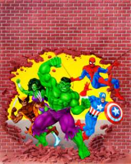 Jeff Butler Marvel Super Heroes Basic Set Game Box Cover Original Art (Marvel/TSR, 1991). Wolverine, She-Hulk, the -