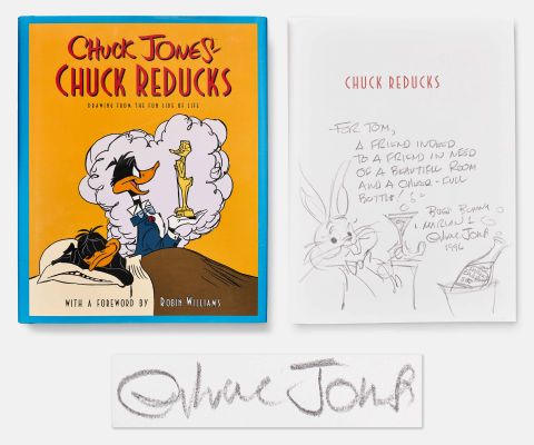 Chuck Jones Signed Sketch of Bugs Bunny -- Drawn Within a First Edition of ’’Chuck Reducks’’ | Nate Sanders
