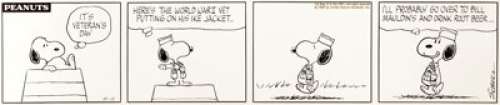 Charles Schulz Peanuts First Veterans Day Daily Comic Strip Original Art dated 11-11-69 (United Feature - | Heritage