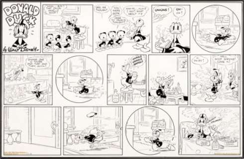 Al Taliaferro Donald Duck Sunday Comic Strip Original Art dated 2-23-40 (King Features Syndicate, 1940). A big -