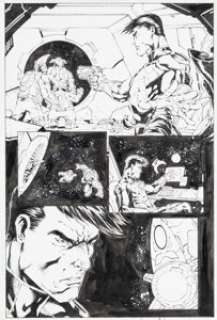 Ron Lim and Rob Hunter Mystery in Space #7 Page 21 Original Art (DC, 2007). Captain Comet is front and center -