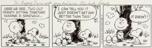 Charles Schulz Peanuts Daily Comic Strip Original Art dated 4-15-89 (United Feature Syndicate, 1989). Charlie - | Heritage