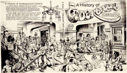 Rand Holmes A History of Underground Comix Wraparound Cover Original Art (Straight Arrow Books, 1973). Mark -