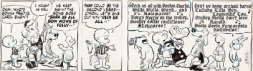 Walt Kelly Pogo Daily Comic Strip Original Art dated 12-22-61 (Hall, 1961). Christmas-season shenanigans -