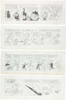 Al Kilgore Bullwinkle Daily Comic Strip Pencil Original Art Group of 9 (McClure Newspaper Syndicate, -