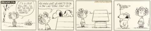 Charles Schulz Peanuts Daily Comic Strip Snoopy Original Art dated 10-8-69 (United Feature Syndicate, - | Heritage
