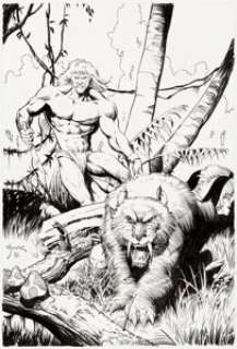 Ken Hooper - Ka-Zar and Zabu Illustration Original Art (1992)....