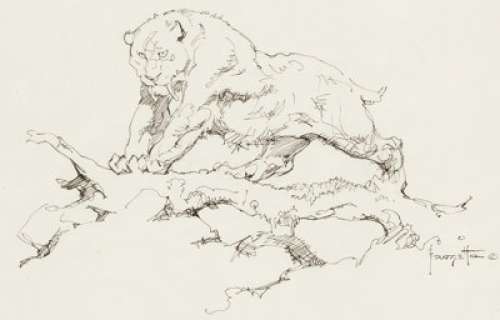  - Frank Frazetta - Sabretooth Tiger Illustration Original Art (undated)....