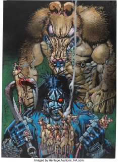 Simon Bisley - Lobo vs. The Rat King Unpublished Video Game Illustration Original Art (2005).