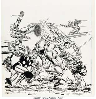 Romita Sr., John | John Romita Sr. [Gil Kane pencils lightboxed] Marvel Treasury Edition #9 Giant Superhero Team-Up Cover... | Heritage