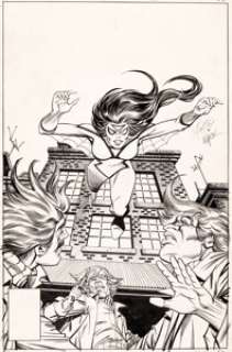 Infantino, Carmine - Carmine Infantino and Bob Wiacek Spider-Woman #1 Unused Cover Original Art (Marvel, 1978 and 2005)....
