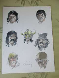 Hermann - Jeremiah, Jugurtha, Vlad... | Hermann - Dessin original en couleur - Têtes de personnages importants de séries importants | Catawiki