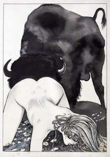 Manara | Mariti, illustration Ã  l’encre de Chine et au lav… | Millon