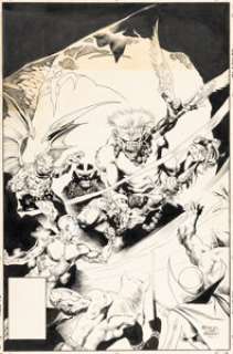 Mignola, Mike - Mike Mignola and Kevin Nowlan (as Larry Mundelo) The Defenders #139 Cover Original Art (Marvel, 1985)....