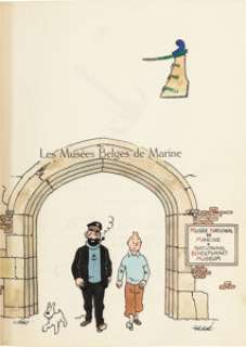 Hergé (Georges Remi Dit) | Les Musées Belges de Marine d’Alexandre Berqueman Cover and Illustration Original Art (Établissements Généraux d’Imprimerie, 1943). | Heritage