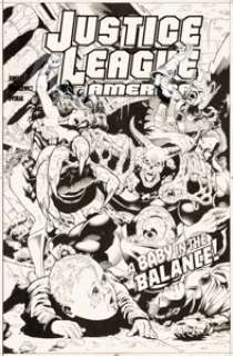 Chuck Wojtkiewicz and Bob Dvorak - Justice League America #94 Cover Original Art (DC, 1994).