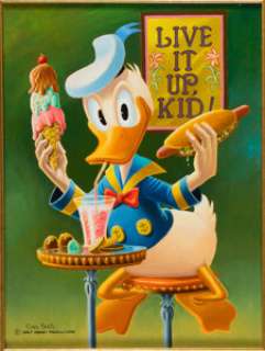 Carl Barks "Live It Up, Kid!" Donald Duck Painting Original Art (1976). | Heritage