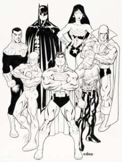 Ed McGuinness and Dexter Vines JLA: Classified #1 Cover Original Art (DC, 2005).