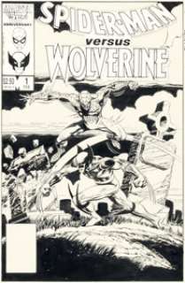 Mark Bright Spider-Man vs. Wolverine #1 Cover Original Art (Marvel, 1987). | Heritage