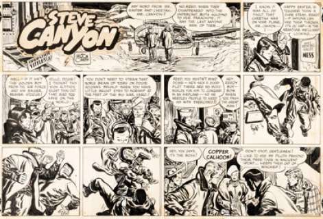 Milton Caniff Steve Canyon Sunday Comic Strip Original Art dated 2-13-49 (Chicago Sun-Times, 1949).