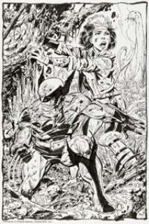 John Byrne - Wolverine and Rogue Illustration Original Art (2008). | Heritage