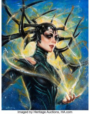 Olivia (Olivia De Berardinis) - Cate Blanchett as Hela from Thor: Ragnarok Painting Original Art (Marvel, 2017).