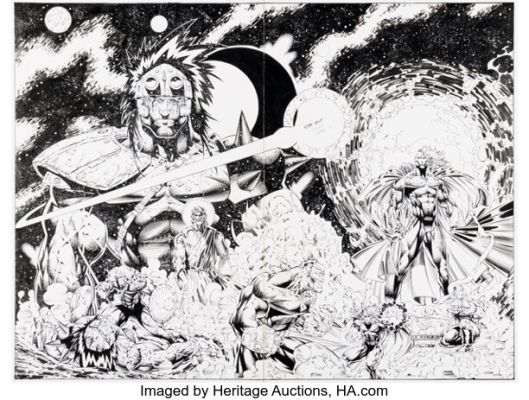 Stephen Platt and Marlo Alquiza Prophet #3 Double Splash Pages 10-11 Original Art (Image, 1995).