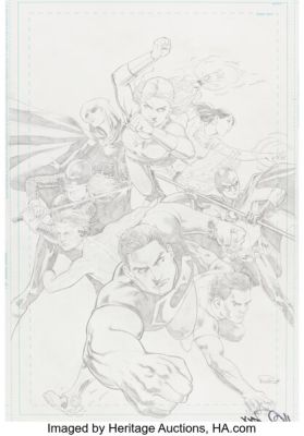 Nicola Scott Teen Titans #100 Cover Original Art (DC, 2011).