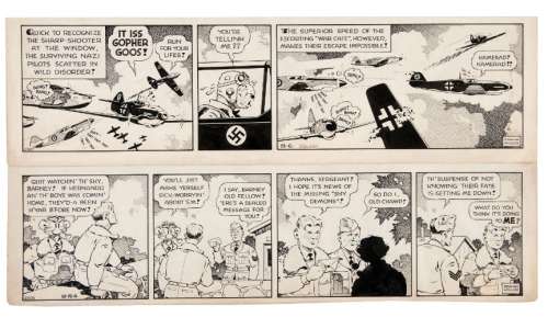 "BARNEY BAXTER" WW2 DAILY COMIC STRIP ORIGINAL ART PAIR. | Hake’s