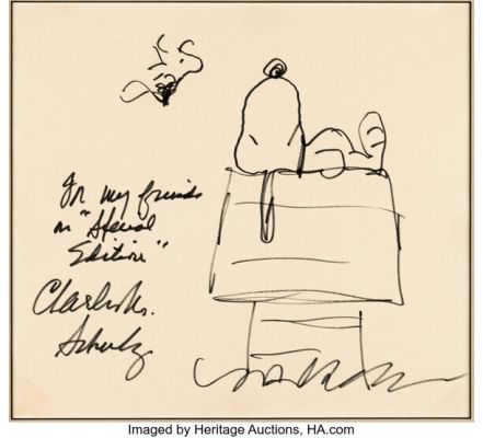 Charles Schulz - Snoopy and Woodstock Sketch Original Art (c. 1977). | Heritage
