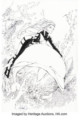 Michael Turner and Duy Truong (as D-Tron) Ballistic Action #1 Witchblade Pin-Up Original Art (Image, 1996).