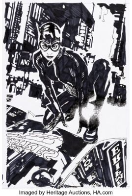 Adam Hughes - Catwoman Illustration Original Art (undated). | Heritage