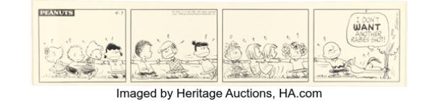 Charles Schulz Peanuts Daily Comic Strip Original Art dated 4-7-64 (United Feature Syndicate, 1964). | Heritage
