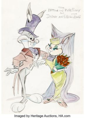 Chuck Jones "From Bettina and Bugs Bunny" Signed Drawing Original Art (Warner Brothers, 1981). | Heritage