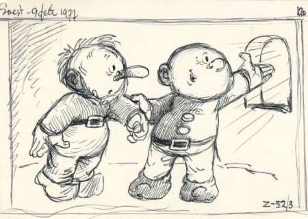 Dulieu, Jean - 1 Original preliminary drawing - Paulus de Boskabouter - Paulus wijst Pieter een doorbrekend zonnetje - 1977 | Catawiki